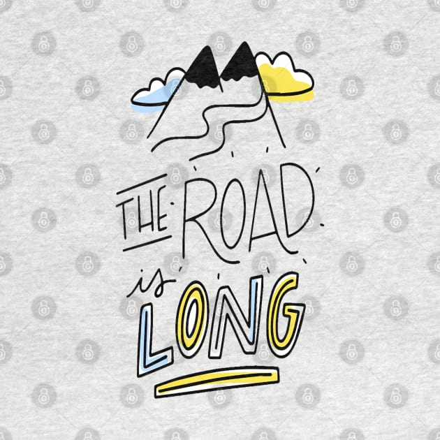 the road is long t-shirt by Brainable ART